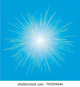 Sun burst, star burst sunshine. Radiating from the center of thin beams, lines. Design element for logo, signs. Dynamic style. Abstract explosion, speed motion lines from the middle, radiating sharp