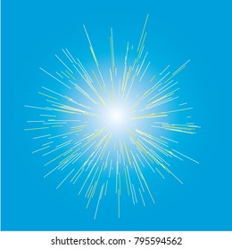 Sun burst, star burst sunshine. Radiating from the center of thin beams, lines. Design element for logo, signs. Dynamic style. Abstract explosion, speed motion lines from the middle, radiating sharp