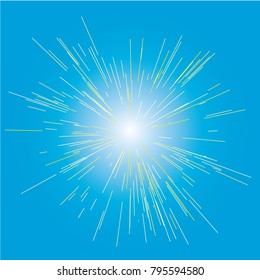 Sun burst, star burst sunshine. Radiating from the center of thin beams, lines. Design element for logo, signs. Dynamic style. Abstract explosion, speed motion lines from the middle, radiating sharp