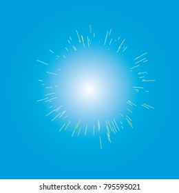 Sun burst, star burst sunshine. Radiating from the center of thin beams, lines. Design element for logo, signs. Dynamic style. Abstract explosion, speed motion lines from the middle, radiating sharp