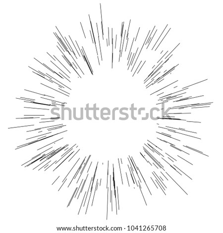Sun burst, star burst sunshine. Radiating from the center of thin beams, lines Vector illustration. Design element for logo, signs. Dynamic style Abstract explosion, speed motion lines from the middle
