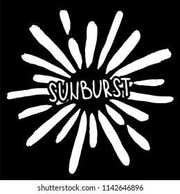 Sun burst. Trendy hand drawn retro sunburst. Bursting rays design elements for logo, tag, stamp, t shirt, banner, emblem. Vector illustration