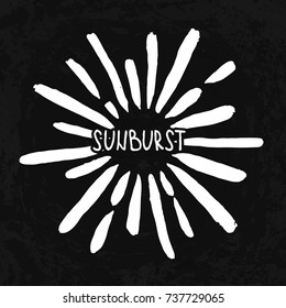 Sun Burst. Trendy Hand Drawn Retro Sunburst. Bursting Rays Design Elements. Vector Illustration