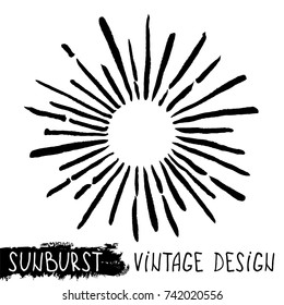 Sun burst. Trendy hand drawn retro sunburst. Bursting rays design elements. Vector illustration