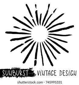Sun burst. Trendy hand drawn retro sunburst. Bursting rays design elements. Vector illustration