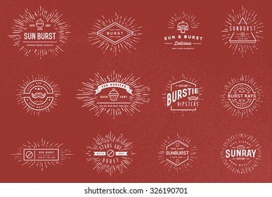 Sun Burst Vintage Shapes Collection Set Of Sun Ray Frames Retro Vector Design Elements 