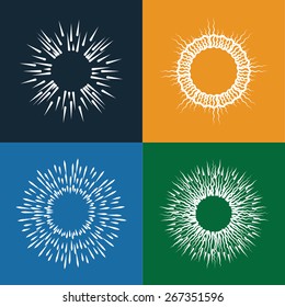sun bursts vector icons set of vintage hand drawn like sunbursts