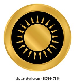 Sun button on white background. Vector illustration.
