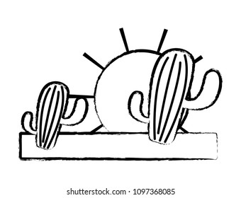 sun and cactus design