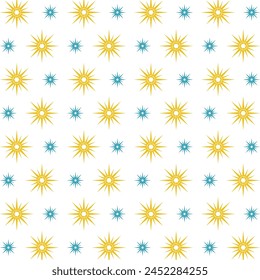 Sun camera weird trendy multicolor repeating pattern vector illustration background design