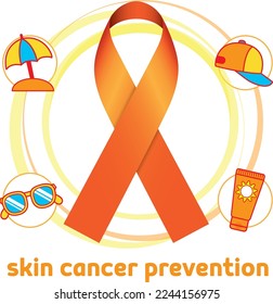 Sun care and skin cancer message. orange december awareness