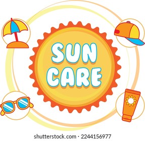 Sun care and skin cancer message. orange december awareness