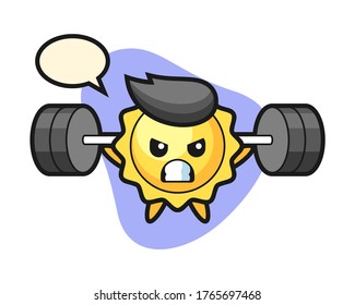 Sun cartoon with a barbell