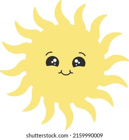 sun cartoon character - Seal or Icon Vector Illustration