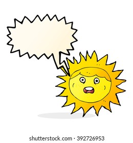 personaje de caricatura solar con burbuja de habla
