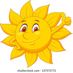 Sun cartoon character thumb up