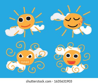 sun cartoon cloud kid collection.