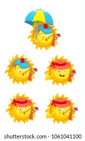 sun cartoon, cocktail, summer