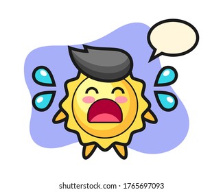 Sun cartoon with crying gesture