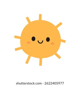 Sun cartoon with cute face isolated on white background vector.