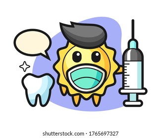 Sun cartoon as a dentist