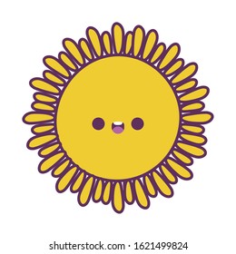 sun cartoon design, Kawaii expression cute character funny and emoticon theme Vector illustration