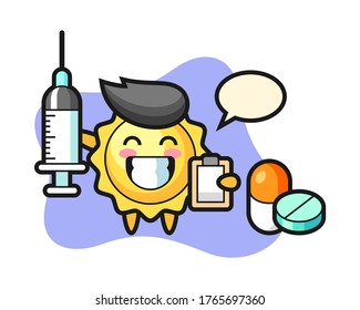 Sun cartoon as a doctor
