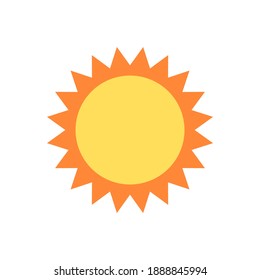 Sun Cartoon Flat Style. Summer Icon Isolated On White Background. Vector Illustration