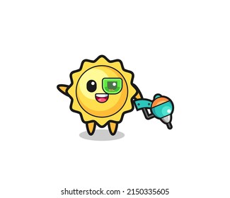 sun cartoon as future warrior mascot , cute design