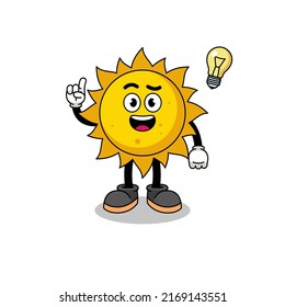 sun cartoon with get an idea pose , character design