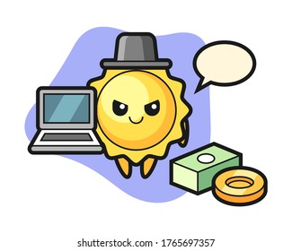 Sun cartoon as a hacker