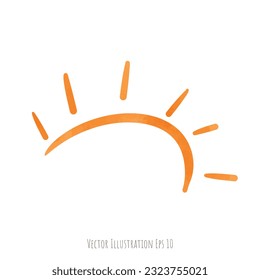 Sun cartoon hand drawn isolated on white background  ,vector illustration EPS 10