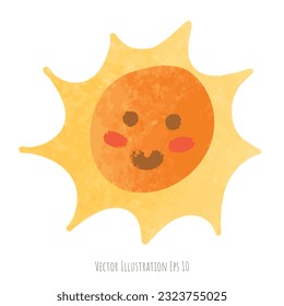 Sun cartoon hand drawn isolated on white background  ,vector illustration EPS 10