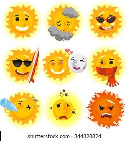 sun cartoon icon set