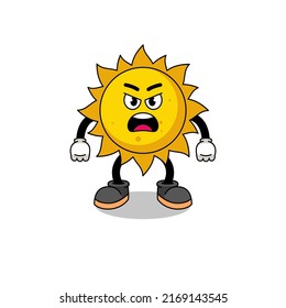Sonnenkartoongrafik mit wütendem Ausdruck , Zeichendesign