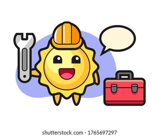 Sun cartoon as a mechanic