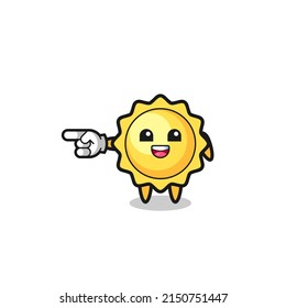 dibujo animado de sol con gesto hacia la izquierda, diseño lindo