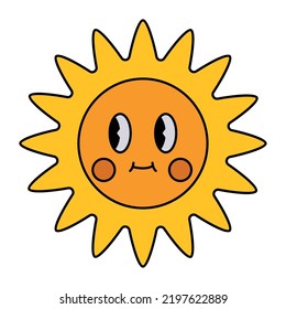 sun cartoon retro character icon