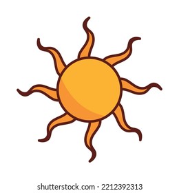 sun cartoon retro icon isolated