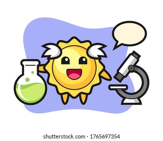 Sun cartoon as a scientist