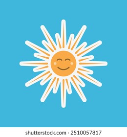 sun cartoon sticker icon design vector template