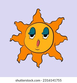 Sun Cartoon style. hand drawn. for holiday decoration, greeting cards, poster, sticker. Cartoon vector illustration