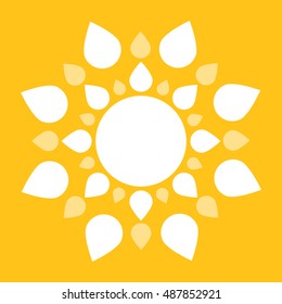 Sun  in cartoon style on orange background. Vector illustration.
