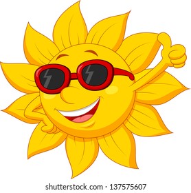 Sun cartoon thumb up