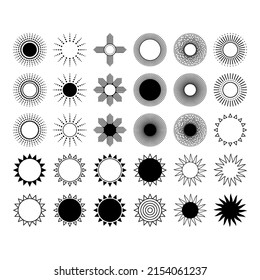 Sun, celestial symbol and sign, magic suns isolated. Cutting template.