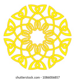 Sun in celtic style. Traditional medieval frame pattern illustration. Scandinavian or Celtic ornament as border or frame