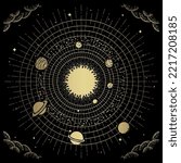 The sun center of solar system with planets