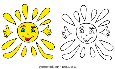 sun character, book coloring pages