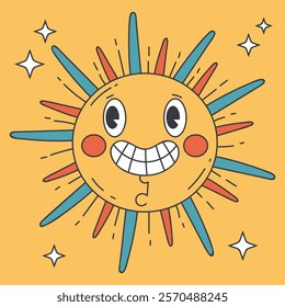 Sun character card concept. Vector graphic design element illustration	