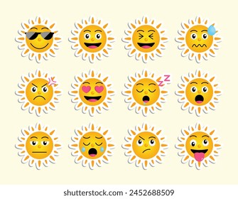 Pegatinas de expresión de sensación de personaje Sun